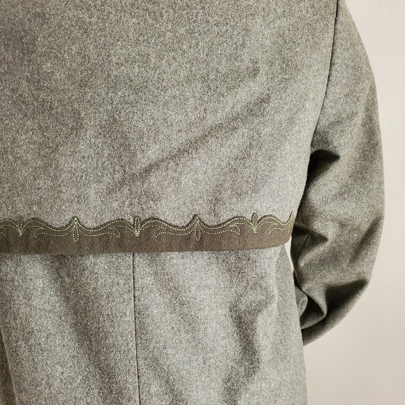 Bavarian Loden Forest Fairy Moss Green Wool Trench Coat - Picture 10 of 12